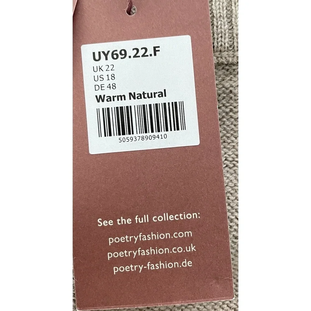 NWT POETRY KNITTED Midi Skirt Beige Wool Alpaca‎ Pull On Size US 18